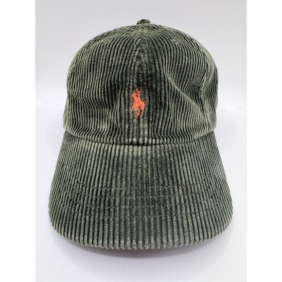 VTG Polo Ralph Lauren Corduroy Hat Green Strapback Pony Logo NWT